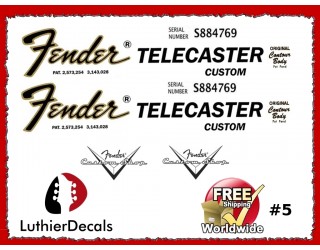 Fender Telecaster Custom Guitar Decal #5